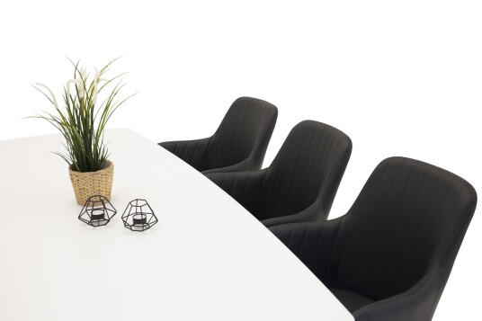 Venture Design Polar & Comfort spisegruppe Hvit/svart 6 st stoler & bord 240 x 100 cm