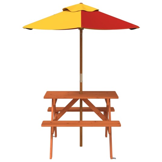  Piknikbord for 4 barn med parasoll heltre gran