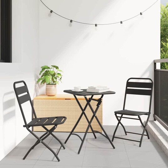 Sammenleggbare Hage Stoler 2 stk Antrasitt 42x52x82 cm Pulverlakkert Stål Sammenleggbare Hage Stoler 2 stk Antrasitt 42x52x82 cm Pulverlakkert Stål