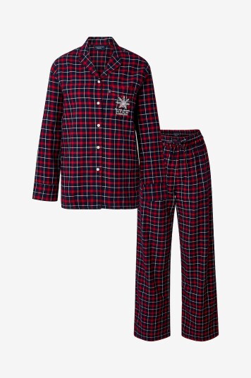 Lexington Miranda bomullsflanellpyjamasett med rutemønster Blå