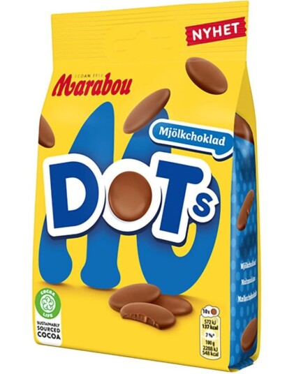 Marabou Dots Mjölkchoklad    Melkesjokoladebiter 120 gram