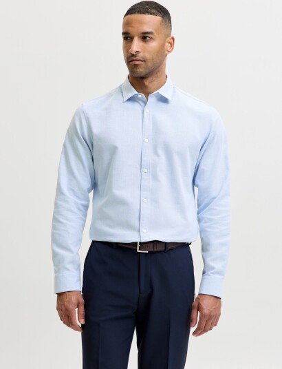 Jack & Jones Jjejoe Structure Shirt L/S Noos   Blue   M
