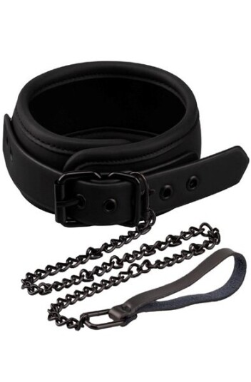 Fetish Black Shadow Collar With Leash Fetish Black Shadow Collar With Leash