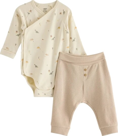 Lindex Set With Wrap Bodysuit And Trousers Beige 62