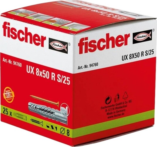 Fischer UX Pluggsortiment med krage 8x50mm 25 stk
