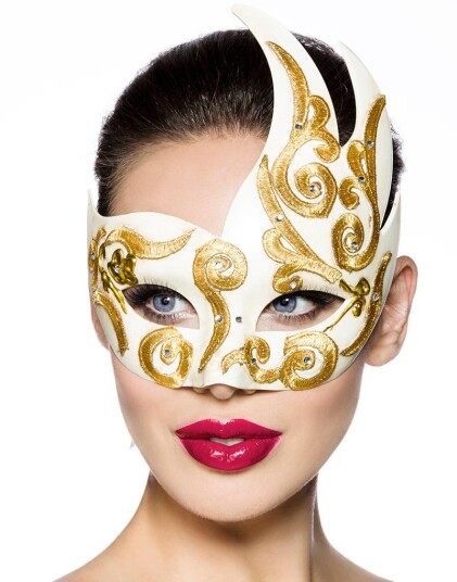 Venetian Lady Kremhvit/Beige Luksus Maskerade Maske