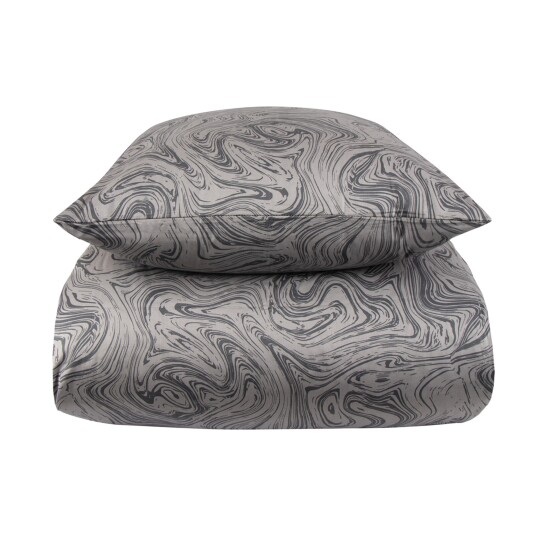 Borg Living Sateng sengesett - 100% Bomullssateng - Marble dark grey - 150x210 cm