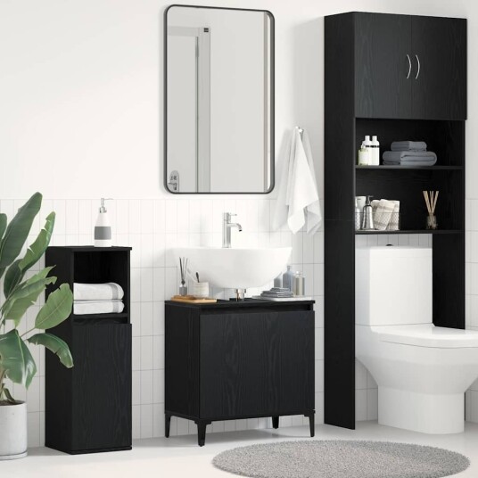 Servantskap Svart Eik 58x33x60 cm Konstruert Tre