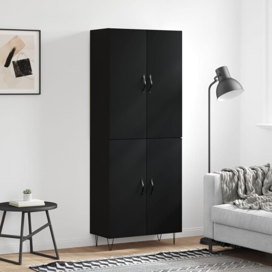 vidaXL Highboard svart 69,5x34x180 cm konstruert tre 8720845474805