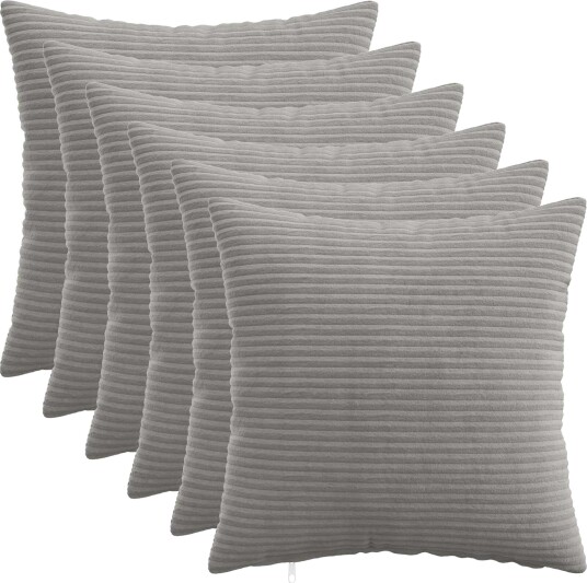 vidaXL Putetrekk 6 pcs HEERLEN Lysegrå 45 x 45 cm cordfløyel