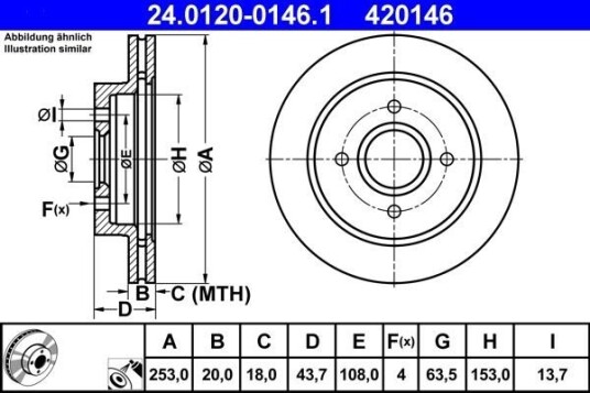 Bremseskive ATE 24.0120-0146.1 Bremseskive ATE 24.0120-0146.1