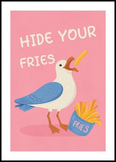 Seagull with French Fries Humorous Illustration Plakat Plakat / 100x150cm Seagull with French Fries Humorous Illustration Plakat Plakat / 100x150cm