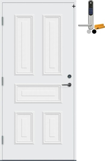 Ytterdør Bygg1 Lista med Yale Entrus BxH: 90x210 cm, Venstre, NCS S-0502-Y, Hvit, Yale Sølv Ytterdør Bygg1 Lista med Yale Entrus BxH: 90x210 cm, Venstre, NCS S-0502-Y, Hvit, Yale Sølv