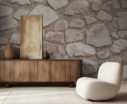 Tapet Rustikk Steindesign