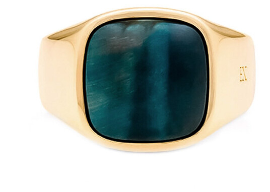 IX Studios Cushion Signet Hawks Eye Ring 22 kt. Gullbelagt sølv DMN0282GDHE54 - Unisex - 925 sterling silver