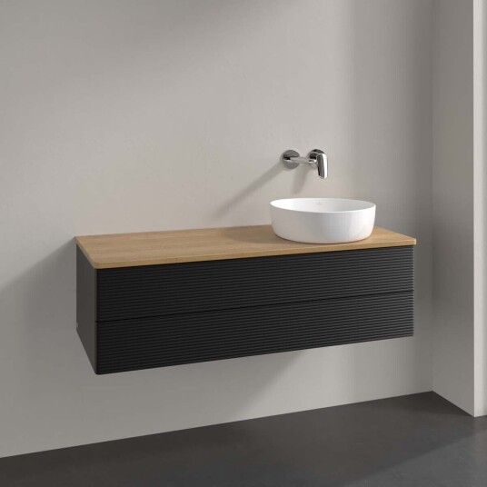Villeroy & Boch  Antao Servantskap med 2 skuffer 120x50x36 cm m/lys Sort Matt/Eik