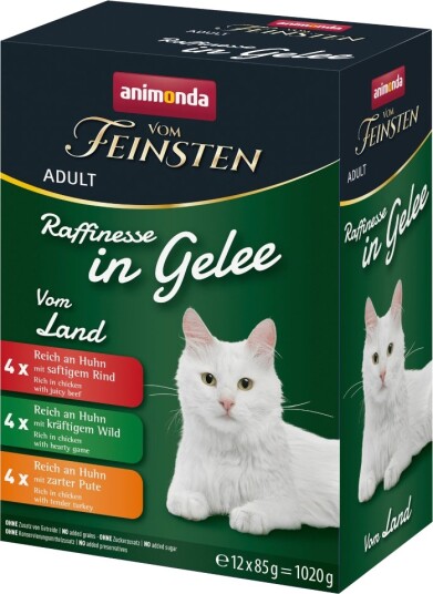Animonda Vom Feinsten Våtfôr Adult Raffinesse I Gelé Blandet Pakke Sorter Fra Landet 3 Varianter 12 X 85 G