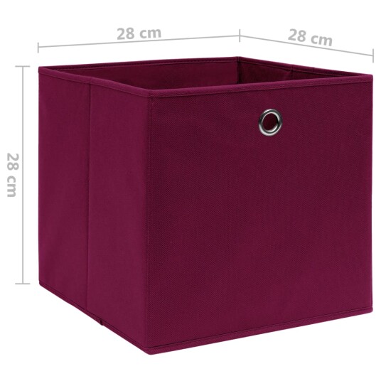 vidaXL Oppbevaringsbokser 4 stk uvevd stoff 28x28x28 cm mørkerød vidaXL Oppbevaringsbokser 4 stk uvevd stoff 28x28x28 cm mørkerød