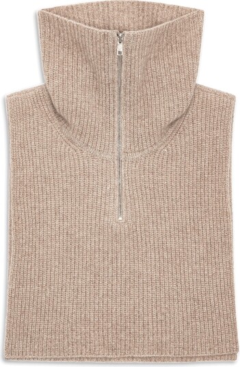SUI AVA Cashmere Zip-Up Neck Warmer - CAMEL - One Size