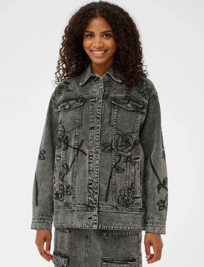 Kaffe Kaross Denim Jacket   Grey   38