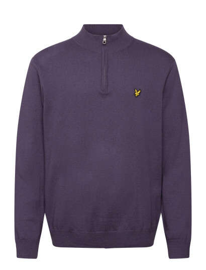 Lyle & Scott Cotton Merino Quarter Zip Jumper Purple XXL
