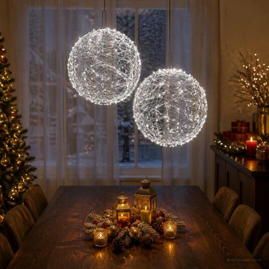 vidaXL Julefiniallys 2 stk. 1900 LED-lys Kaldhvit Diameter 60 x 63 cm