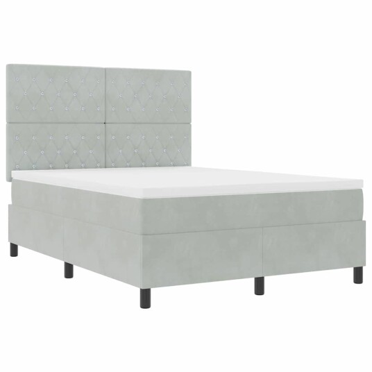 Box Spring Seng med Madras Lys Grå 140x190 cm Fløyel