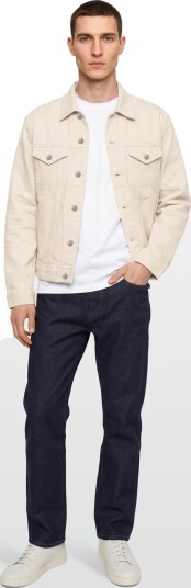 American Eagle Ecru Classic Denim Trucker Jacket Cream M American Eagle Ecru Classic Denim Trucker Jacket Cream M