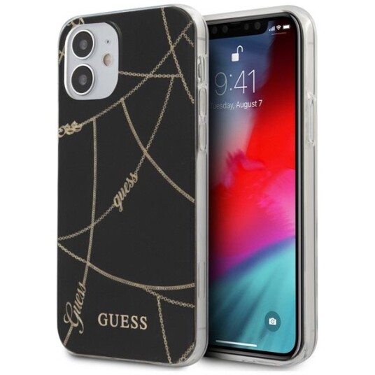 Deksel Guess Ghuhcp12spcucchbk Iphone 12 Mini 5,4 Tommer Svart/Svart Hardt Deksel Gullkjedesamling