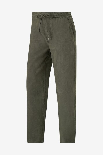 Lindbergh Linbukser Linen Wide Fit Pants Grønn