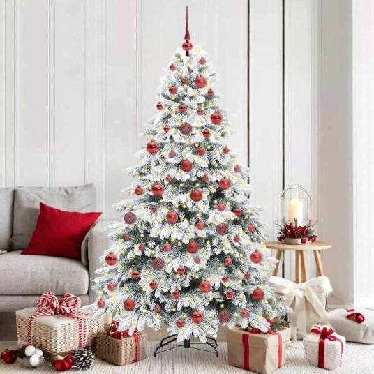  Kunstig juletre med 300 LED med stativ grønn 180 cm PE og PVC