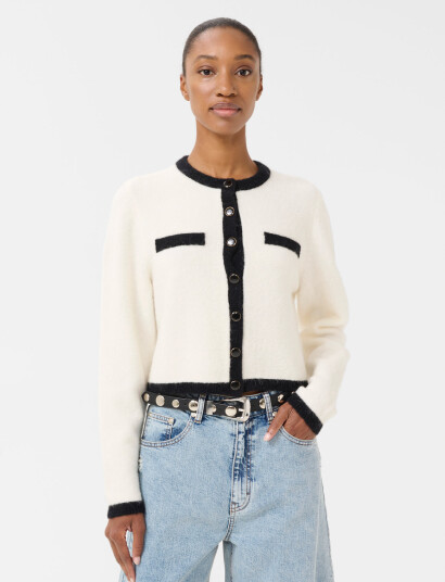 Gestuz Gzalpha Ls Contrast Cardigan - Cream - XL Gestuz Gzalpha Ls Contrast Cardigan - Cream - XL