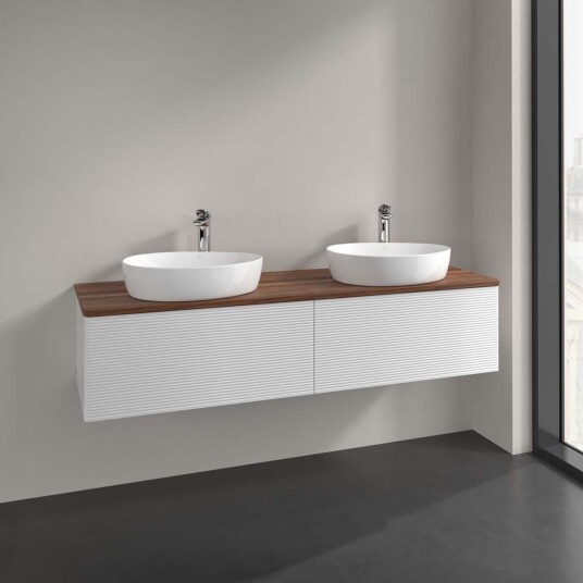 Villeroy & Boch Antao Servantskap med 2 skuffer 160x50x36 cm u/lys Hvit Blank/Valnøtt