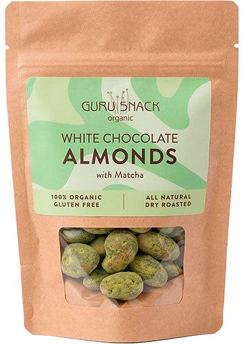 Guru Snack Mandler m. hvit sjokolade & matcha Økologisk 100 g Guru Snack Mandler m. hvit sjokolade & matcha Økologisk 100 g