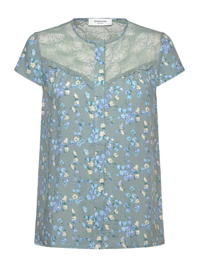 Rosemunde Rwelif Capsleeve Regular Lace Blous - Blue - 34