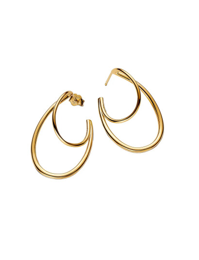 PANDORA Organically Shaped 14K Gold Plated Hoop Earrings Guld One Size