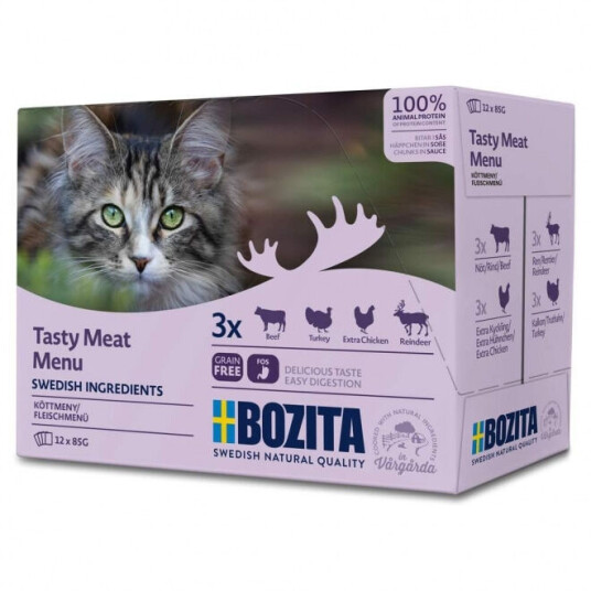Bozita Kjøttmeny 12x85 g Våtfôr i Saus til Katt