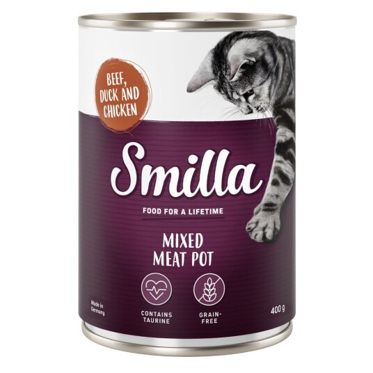 Smilla Økonomipakke:  Mixed Meat Pot 24 x 400 g - Okse, and og kylling