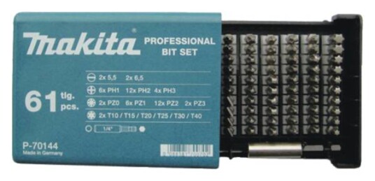 Makita Bitssett 61 Deler 1/4" P-70144