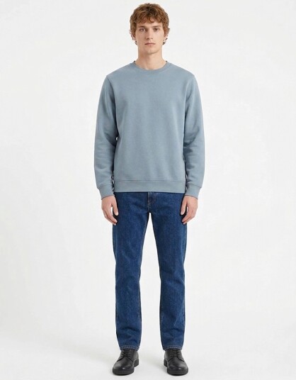 A QUESTION OF Johannes Crewneck Garment Dyed   Blue   XXL