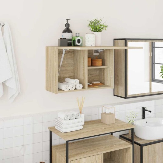 vidaXL Veggskap til baderom sonoma eik 60x25x40 cm konstruert tre vidaXL Veggskap til baderom sonoma eik 60x25x40 cm konstruert tre
