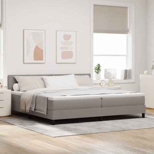  Boxspring seng med madrass & LED Taupe 200x200 cm Stoff
