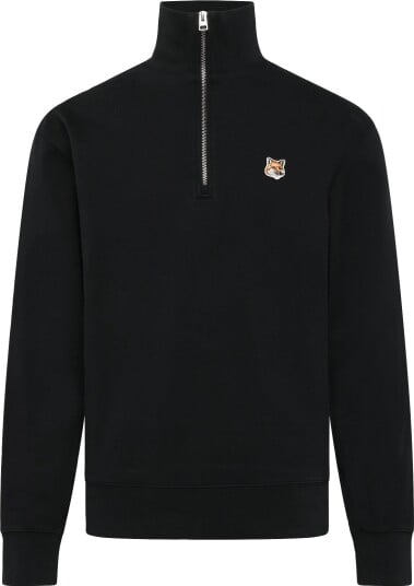 Maison Kitsune Fox Head Patch Comfort Half Zip Sweatshirt BLACK M