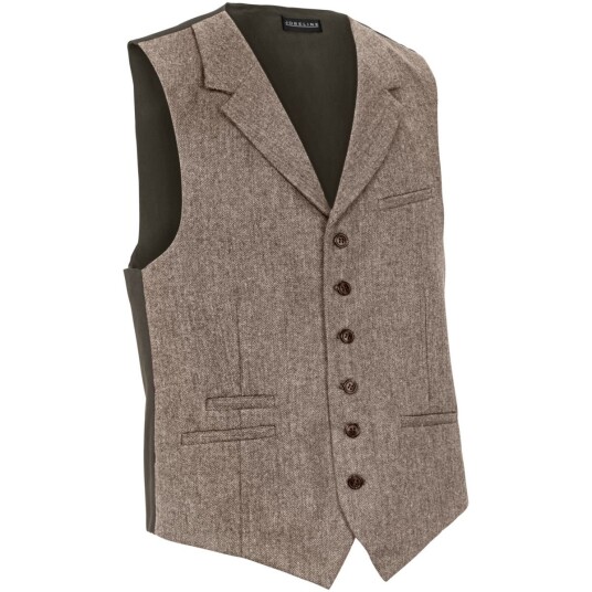 JOBELINE Vest til herrer Austin fiskebeinsmønster; Størrelse 54; Brun