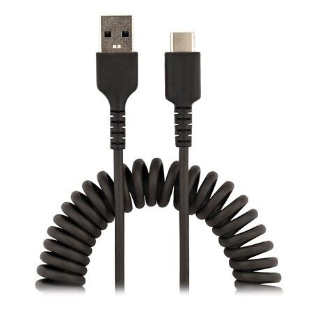 StarTech Coiled USB A til C Kabel 0,5m - Svart, Holdbar og Rask Lading StarTech Coiled USB A til C Kabel 0,5m - Svart, Holdbar og Rask Lading