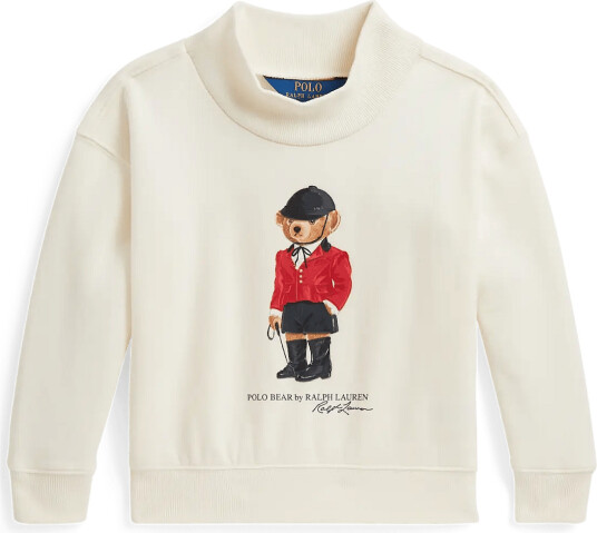 Ralph Lauren Kids Polo Bear Fleece Boxy Sweatshirt   Cream   5
