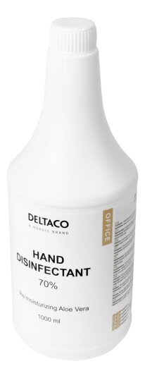DELTACO Hand disinfectant with Aloe Vera 70% 1000 ml white