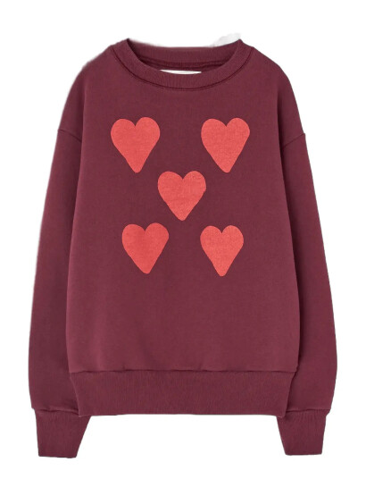 THE ANIMALS OBSERVATORY Hearts Browned Farnet Bear Sweatshirt - Burgundy - 10 Y THE ANIMALS OBSERVATORY Hearts Browned Farnet Bear Sweatshirt - Burgundy - 10 Y