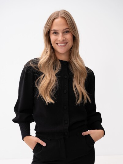 Y.A.S Fonny Long Sleeve Knit Cardigan Sort S Y.A.S Fonny Long Sleeve Knit Cardigan Sort S