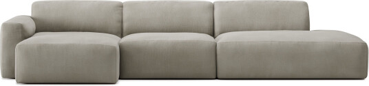 No Ga - Brick 3-Seater Chaise Lounge Open End Right Shadow Khaki Sofaer Grå
